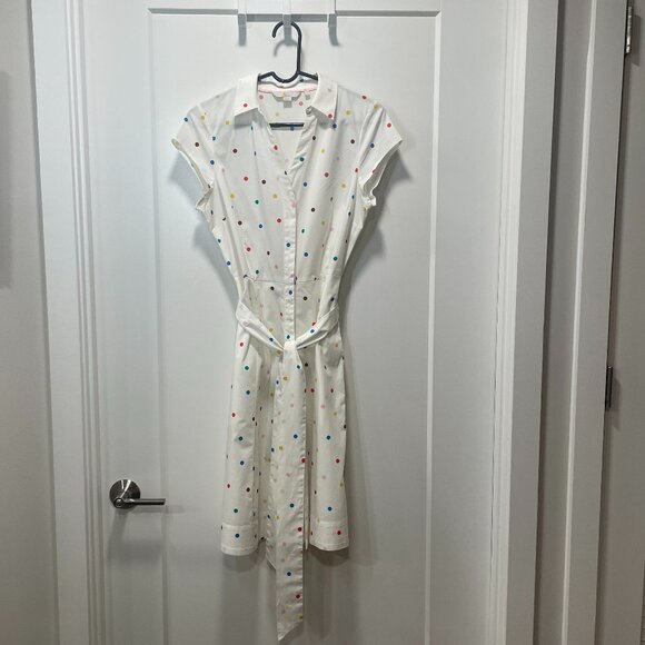 Never worn Boden Rowena Shirt Dress Size 6R, Polka Dot and Ivory - Picture 1 of 6